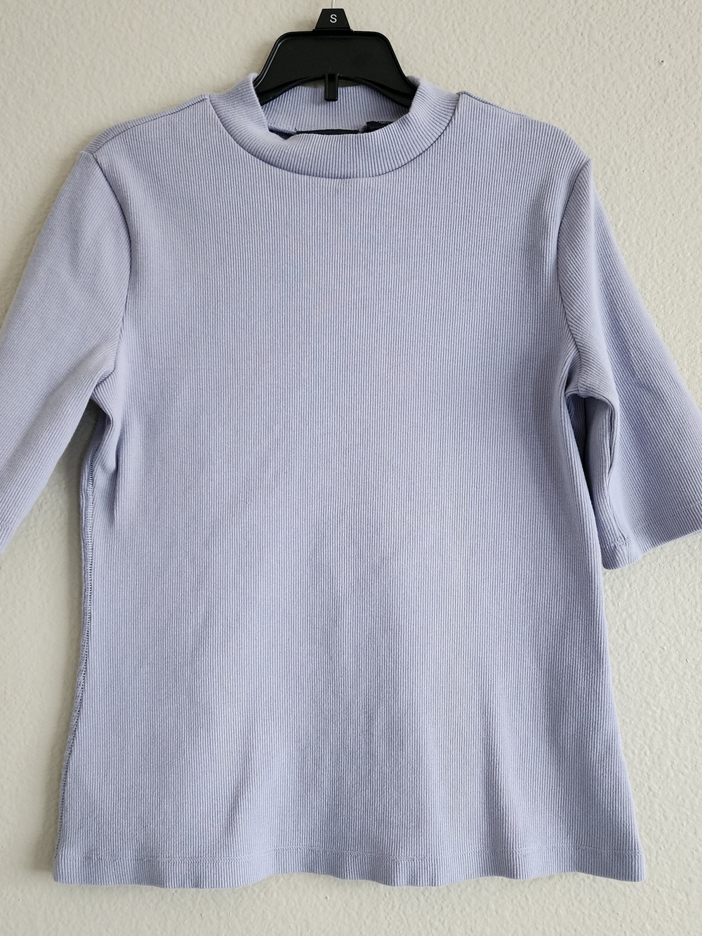 Anthropologie Maeve Lavender Ribbed Short-Sleeve Top